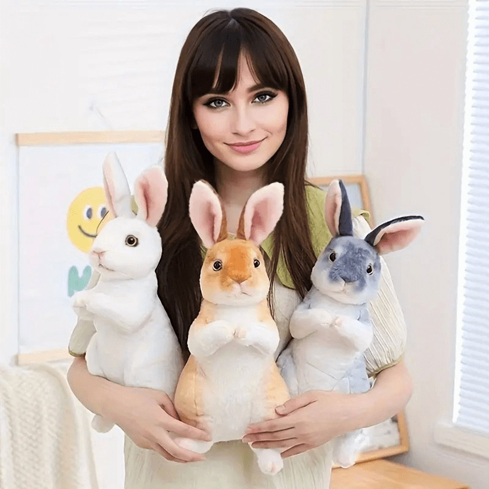 4 Pcs Plush Easter Bunny Stuffed Animal Cute Stuffed Bunny Soft Stuffed Rabbit Plush Toy Kawaii Bunny Stuff for Kids Fluffy Hugging Sleeping Gifts(Brown, Beige, Black, Gray)