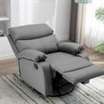 GNMLP Genuine Leather Recliner Chair, Manual Swivel Rocker Recliner