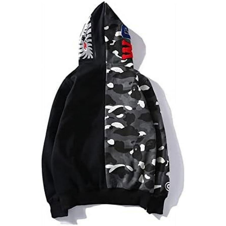 BAPE Hoodie Men s Shark Hoodie Cotton Material Shark Jaw Jacket Ape Camo Full Zip Jacket Up Walmart