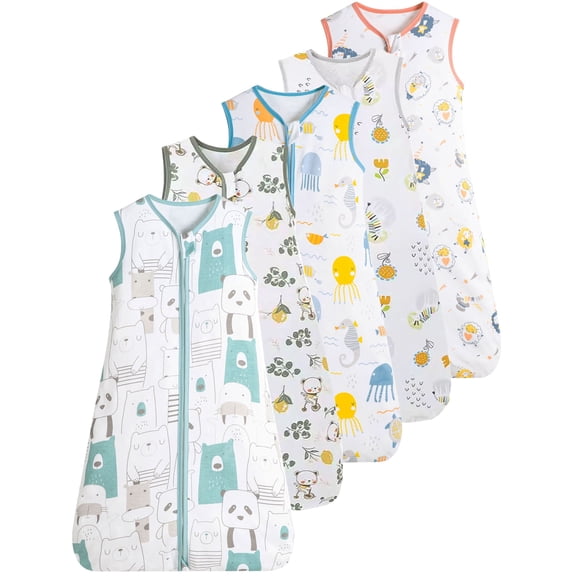 WIBACKER Baby Sleep Sack TOG 0.5 Wearable Blanket for Babies 100% Cotton 2-Way Zipper 0-6 Months Newborn