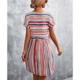 thumbnail image 2 of Jdlsppl Women's Short Sleeve Dress Sundress Ruched Vintage Stripe Printed Summer Thin Elegant Dresses Orange Medium, 2 of 4