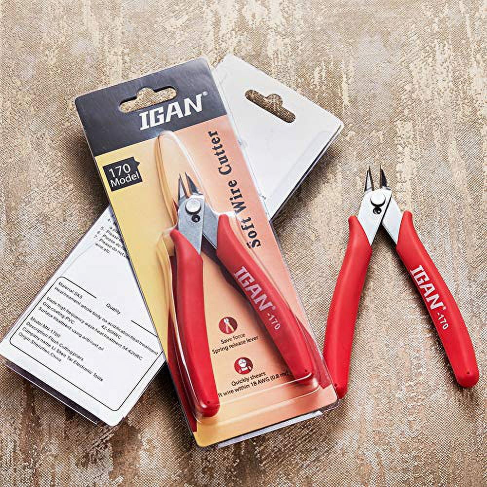 IGAN Wire Flush Cutters (Pack of 5), Precision Jewelry Making Cutting  Pliers, Micro Wire Cutter, Red