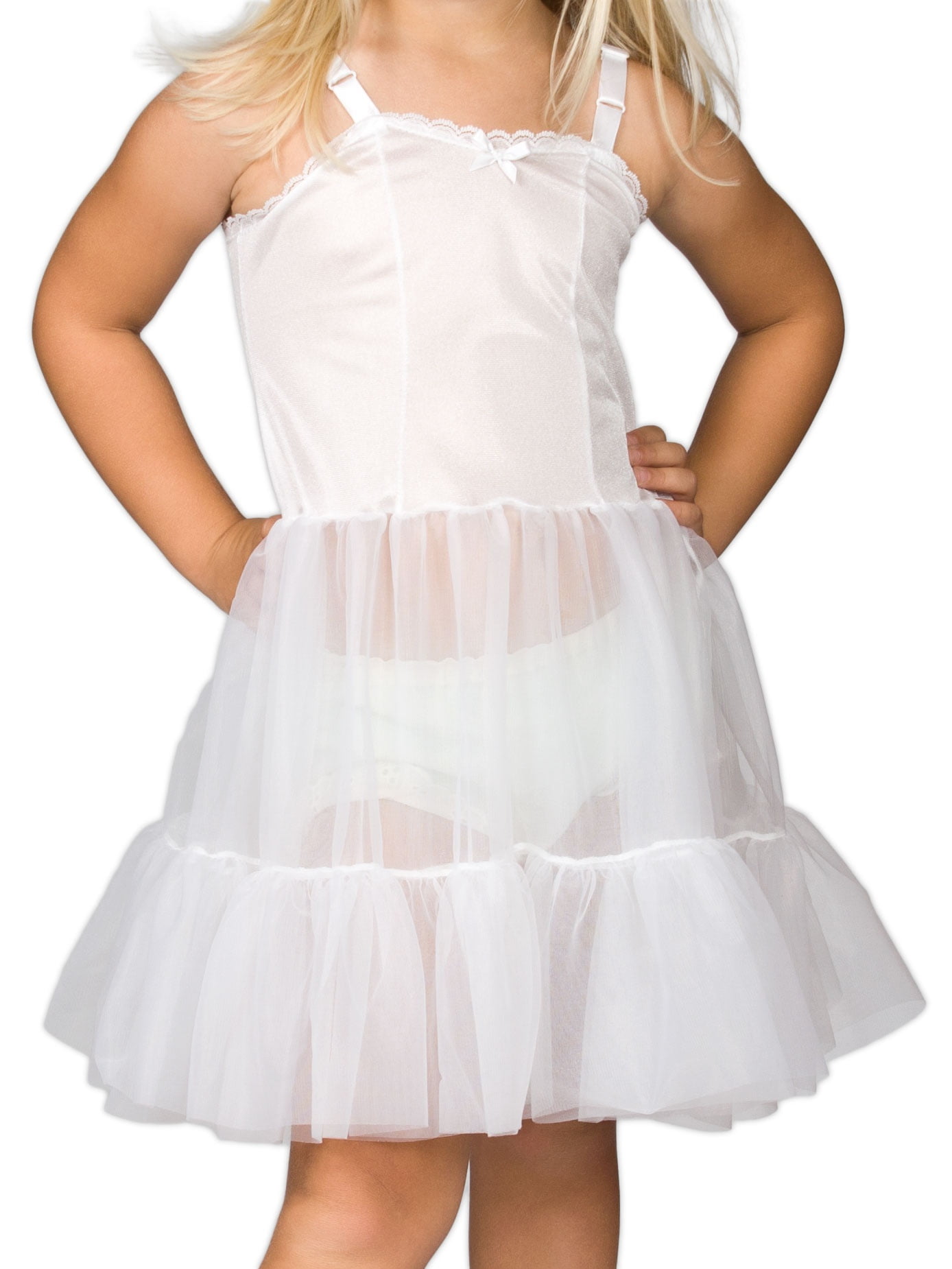 I.C. Collections Girls White Bouffant Sweetheart Slip Petticoat, 2T