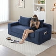 thumbnail image 3 of HAIXIAO 2 in 1 Versatile Foldable Couch Bed in Velvet - High-Density Foam Loveseat with Storage Pockets, for Apartment Office Living Room, No Assembly, Blue, 3 of 11