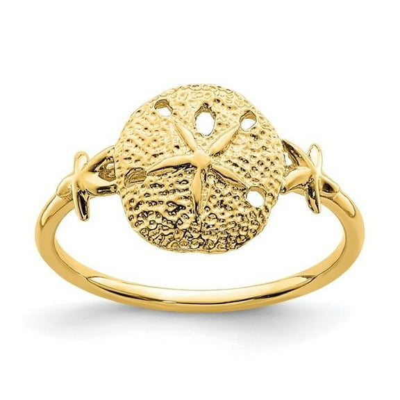 Finest Gold 14K Yellow Gold Polished Sand Dollar Ring - Size 7