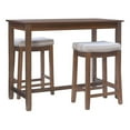 thumbnail image 1 of Linon Claridge Wood Three Piece Counter Dining Set Padded Striped Seats in Brown, 1 of 11
