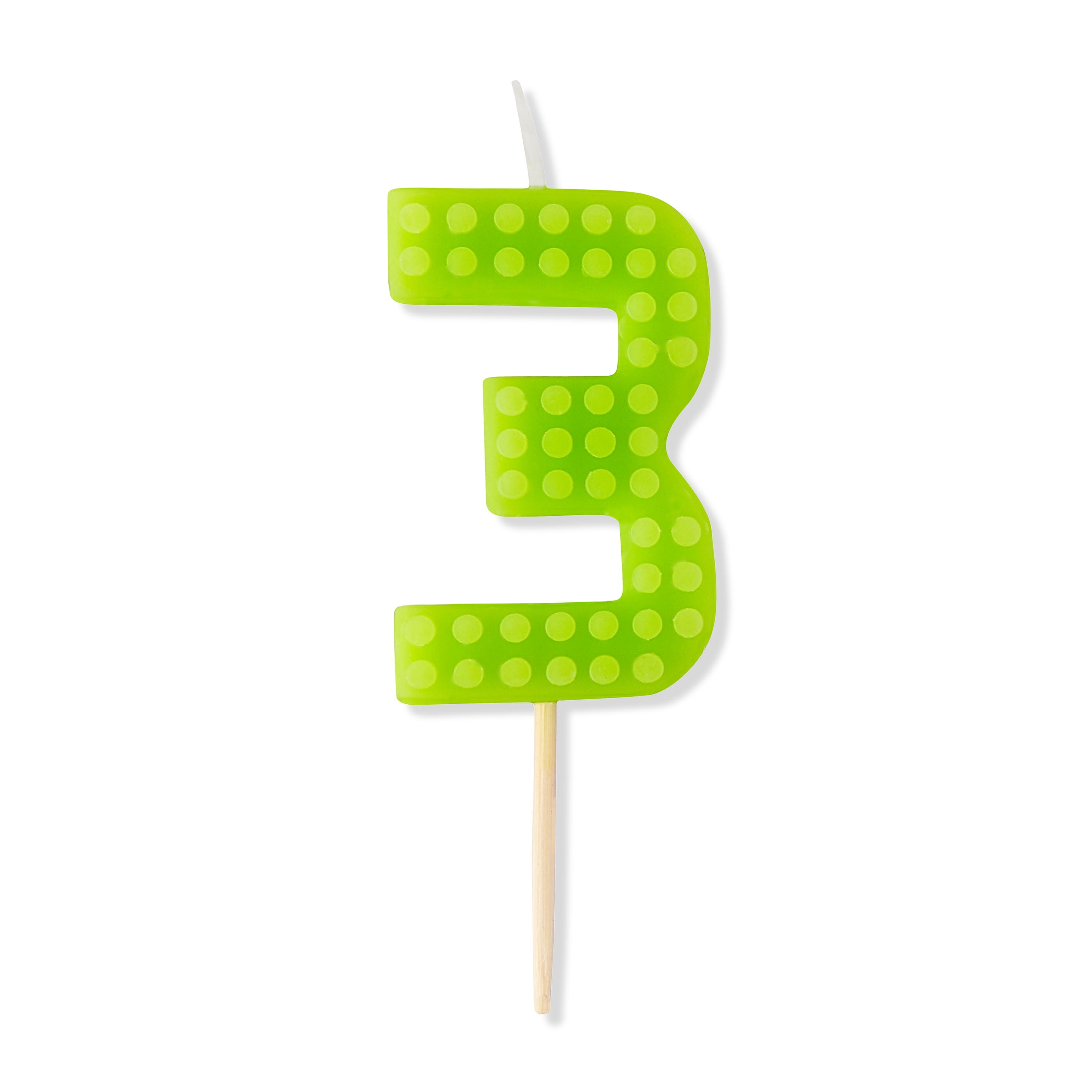 Green Building Block Number 3 Birthday Candle, by Way To Celebrate