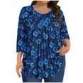 thumbnail image 2 of Jsaierl Tops for Women 3/4 Sleeve Plus Size Summer Crew Neck Shirts Fashion Graphic Ladies Blouses Classic Elegant Tunic Top L-5XL, 2 of 7