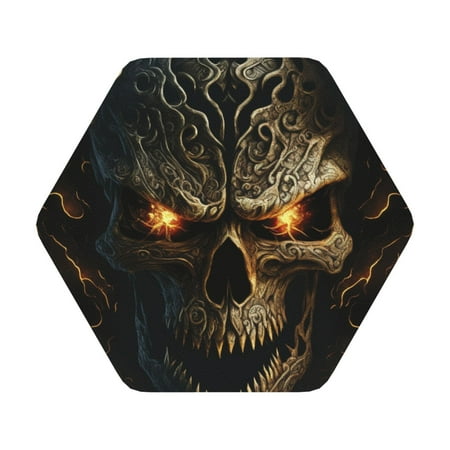

Matuu Metal Evil Skull for Cup Coasters Set of 6 Leather Coasters Desk Coasters for Office Measures 4” x 4” Hexagon