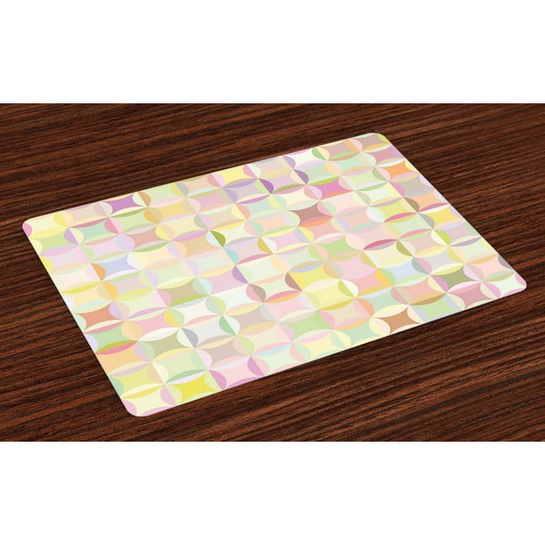 Pastel Placemats Set of 4 Retro Pattern with Polka Dots Overlapping