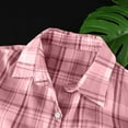 thumbnail image 5 of Outfmvch Button Down Blouses Plaid Shirts for Women Cowgirl Women Plaid Shirt Plaid Button Down Shirts for Women Checkered Shirt Women's Medium to Long Coat Thin Outer Shirt Z Pink Xl, 5 of 6