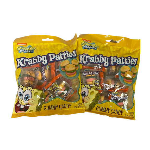 Nickolodeon Sponge Bob Squarepants Krabby Patties Gummy Candy Pack of 7 Patties; Set of 2 Packs