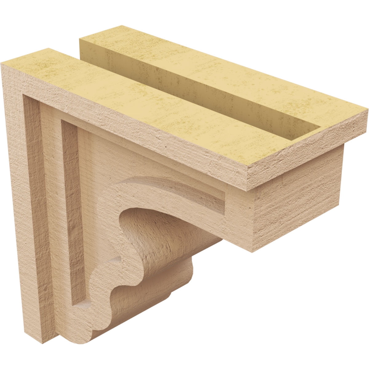 4"W x 8"D x 8"H Classic Highland Rough Cedar Woodgrain TimberThane Corbel, Primed Tan