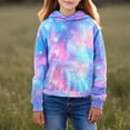 thumbnail image 3 of Kiijoy Girls Galaxy Starry Sky Hoodie Casual Pullover Hooded Sweatshirt, Sizes 8-9, 3 of 5