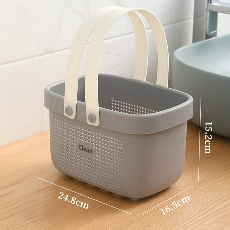 Portable Shower Caddy with Handles Storage Organizer Bin for Bathroom Grey  Grey Small 