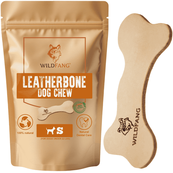 Wildfang® 1 Leather Bone Dog Chew Toy (Size S) – Durable Natural Beef Leather Dog Toy for Dental Care & Stress Relief – Made in EU