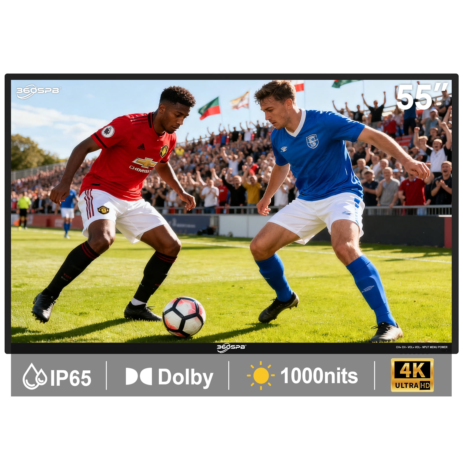 Pyimgus 55 Inch Outdoor TV, 4K Weatherproof Outdoor Smart TV, 1000nits High Brightness Outdoor TVs, IP65 Waterproof TV, Voice Assistant Remote, Compatible with Dolby, Suitable for Partial Sun