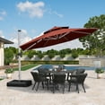 thumbnail image 3 of PURPLE LEAF 12FT Deluxe Round Patio Umbrella, Large Offset Cantilever Umbrella with 360° Rotation, Brick Red, 3 of 14