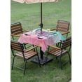 thumbnail image 5 of Square Outdoor Tablecloth with Umbrella Hole Purple Rose Antlers Outside Table Cloth Waterproof Patio Table Cover Abstract Art Teal Pink Fancy Flowers Zipper Tablecloths for Picnic Camping 60x60 Inch, 5 of 8