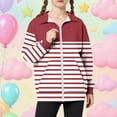 thumbnail image 2 of Favoffer Girls Graphic Zip Up Hoodies Sweatshirt with Pockets Kids Hooded Coat Casual Outerwear Rainbow Plaid Stripe Campus Daily Outings Parties 5-15Y, 2 of 6