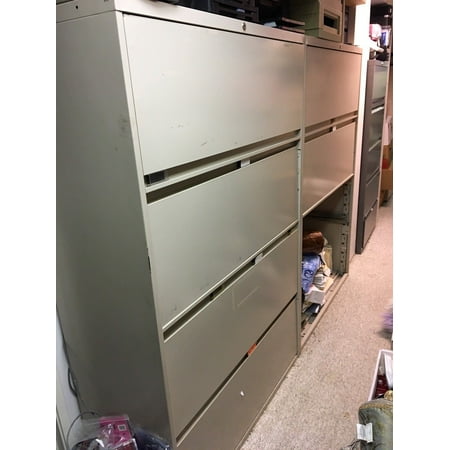 5 drawer heavy duty steelcase file cabinet beige/tan