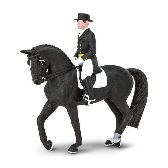 Safari Ltd. Holsteiner and Rider James Figurine Set - Realistic 4.75" Horse with 3" Rider Figure - Educational Toy for Boys, Girls, & Kids Ages 3 