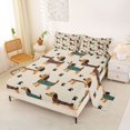 thumbnail image 2 of Homewish Cartoon Dachshund Bed Sheets,Cute Dog Paw Prints Full Size Sheets,Brown,4-Piece,1 Flat Sheet, 1 Fitted Sheet and 2 Pillowcases, 2 of 6
