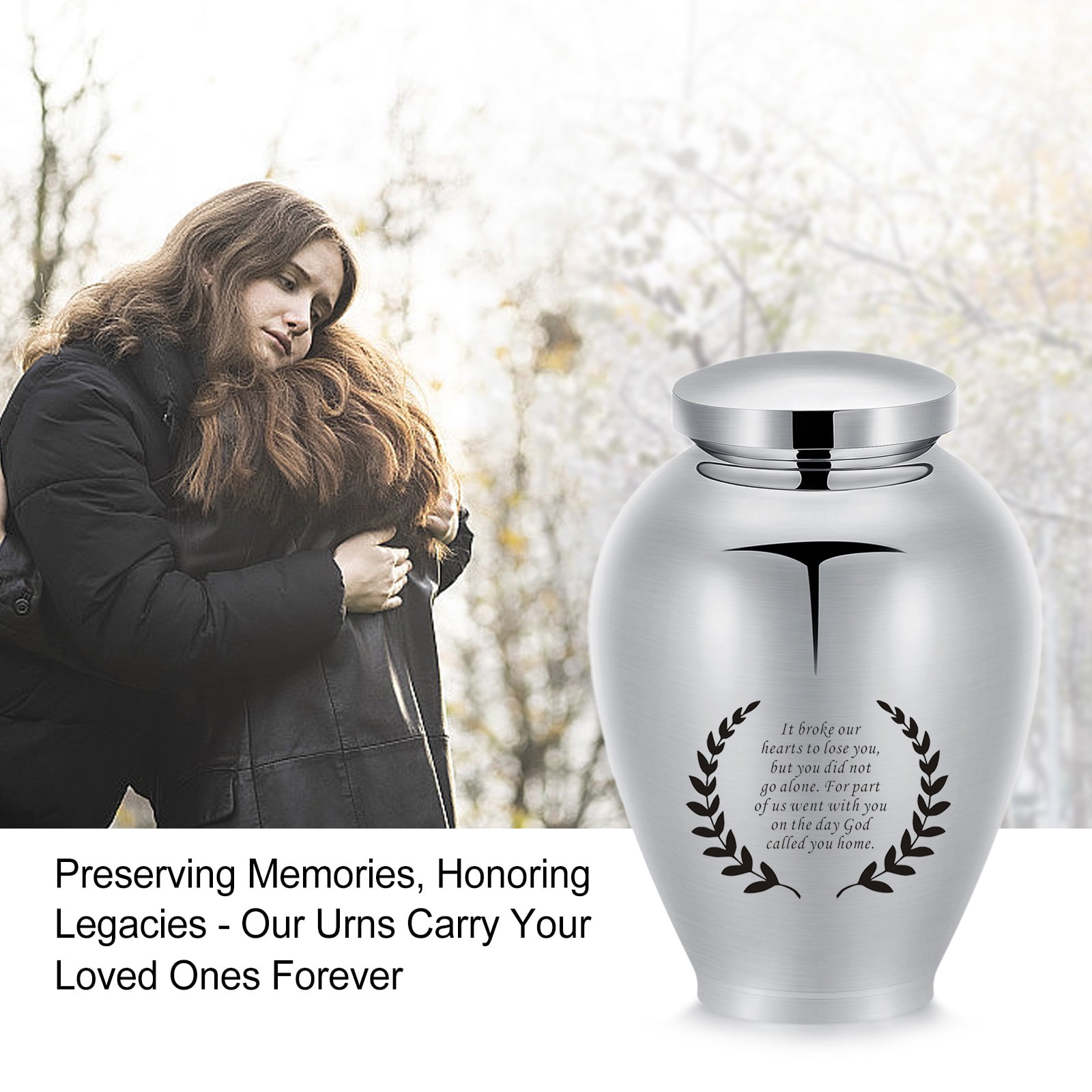 Olive Leaf Human / Pet Urn for Ashes 8.26 Inches Keepsake Urn for Human / Pet Ashes Olive Leaf Mini Urn Stainless Steel Ashes Holder Big Ash Urn for Ashes