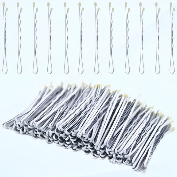 VANIDO 200 Pcs White Bobby Pins for Women, 2.2 Inch Wave Textured Hair Pins for Thick Hair, Reinforced Hair Accessories for Updos