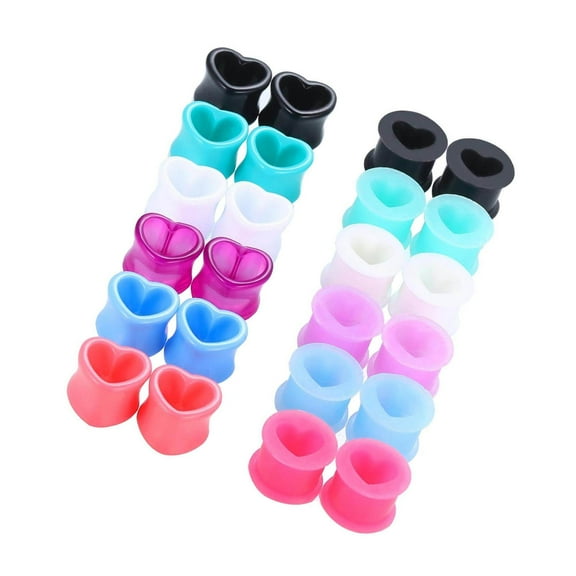 TureClos 24Pcs Silicone Ear Gauges Ear Piercing Jewelry Earring Plugs Stretchers 8mm