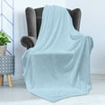 thumbnail image 4 of Pinstripe Soft Flannel Fleece Throw Blanket, Narrow and Wide Crooked Lines Uneven Strikes on Blue Backdrop, Cozy Plush for Indoor and Outdoor Use, 60" x 80", Pale Azure Blue, by Ambesonne, 4 of 5