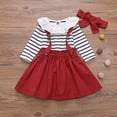 thumbnail image 2 of Odeerbi 2025 Toddler Baby Girls Outfits Ruffle Collar Clothes Cute Stripe Romper Skirt Suit, 2 of 9