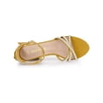 thumbnail image 3 of BLISSFUL STEP Women's Shoes Rhinestone Crisscross Strappy Block Heel Faux Suede Ankle Buckle Sandals Yellow 8, 3 of 3