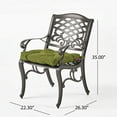 thumbnail image 6 of Kevin Outdoor Cast Aluminum Dining Chair with Cushion, Set of 2, Hammered Bronze, Olive, 6 of 6