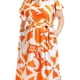thumbnail image 4 of Vestido largo estampado abstracto Roman Fashion /Tallas Extras, 4338 (Naranja) naranja 42, 4 of 6
