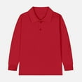 thumbnail image 5 of HUCOAE White Shirts Boys Long Sleeve Shirt Boys' School Uniform Long Sleeve Polo Shirt, Button Closure, Comfortable Fabric B22 shirt Red 8-9 Years, 5 of 5