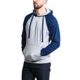 thumbnail image 4 of G-Style USA Men's Lightweight Contrast Raglan Sleeve Pullover Hoodie Sweatshirt MH13114 - Heather Gray/Royal Caviar - Small, 4 of 6