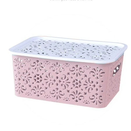 Pink Storage Bins - NEW HOT Storage Basket Box Bin Container Organizer Clothes Laundry Plastic (have cover)