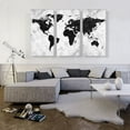 thumbnail image 2 of ARTCANVAS Black White World Map Canvas Art Print - Size: 60" x 40" (0.75" Deep) (3-Piece), 2 of 9