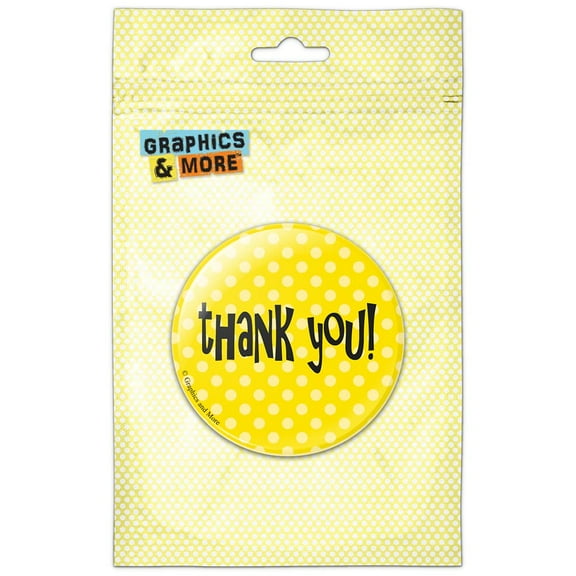 Thank You Yellow Polka Dots Pinback Button Pin Badge