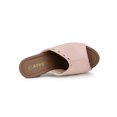 thumbnail image 4 of BLISSFUL STEP Women's Shoes Platform Chunky Heels Open Toe Rivet Faux Suede Slides Sandals Dust Pink 7, 4 of 7