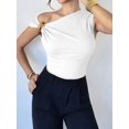 thumbnail image 5 of Women'S Off the Shoulder Tops Mental Elegant Asymmetrical Dressy Top Going Out Outfits White L, 5 of 9