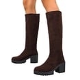 thumbnail image 4 of Women's Knee High Boots Pointed Toe Chunky Block Heel Tall Boots with Back Zipper Long Boot Coffee 9.5(43), 4 of 9