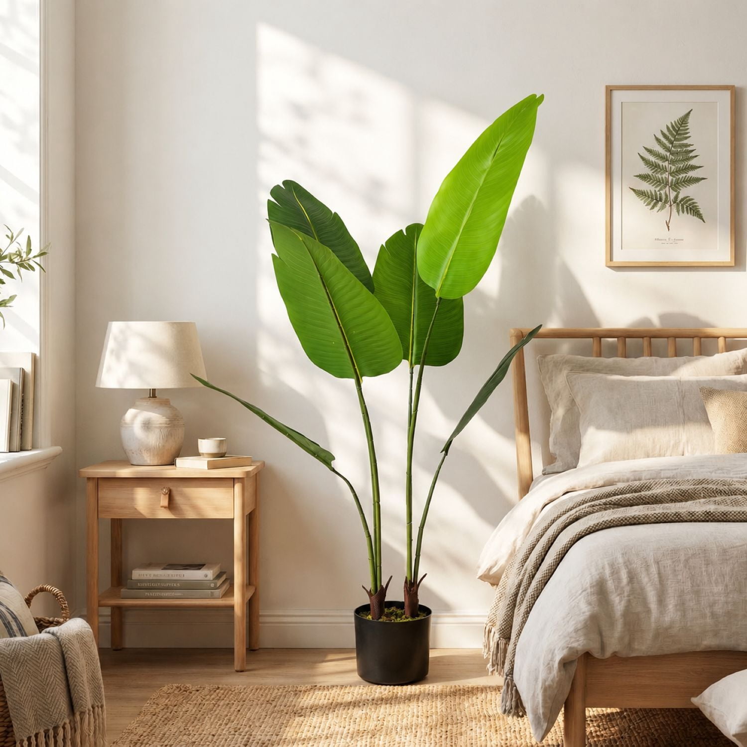 Easy4Home 4FT Artificial Plant Fake Tropical Palm Tree Potted Indoor Faux Floor Plant for Home Office Decor