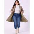 thumbnail image 2 of DARING DIVA Women's Plus Size Notched Lapel Single Breasted Trench Coat 3X Light Brown, 2 of 6
