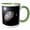 Green/White, variant on 3drose, Moon Dance Solar System Scene of Planet Earth and Moon Dancing in Space Orbit, 11oz Two-tone Black Mug