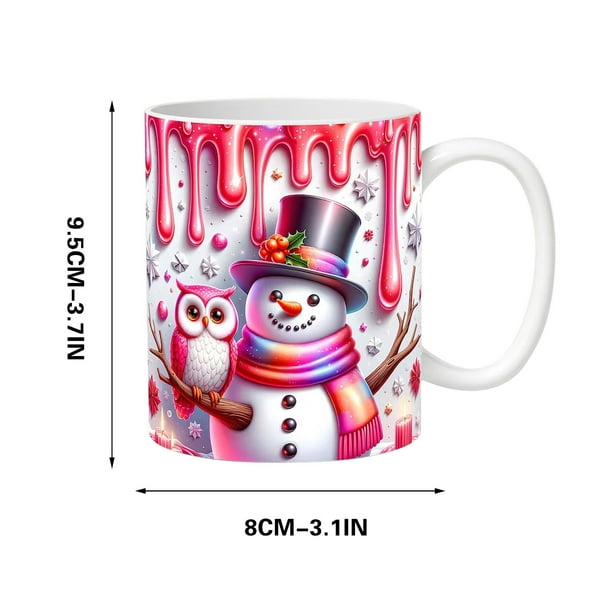 Pisexur Batería de cocina Taza navideña inflada con diseño de muñeco de nieve, taza de Papá Noel inflada de 15 oz y 11 oz. para la cocina del hogar
