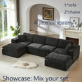 thumbnail image 4 of Miniyam 79" x 39" Black 2-Seater Sofa, Modular & Expandable to L-Shape or U-Shape with Optional Ottoman/Chaise, 4 of 12