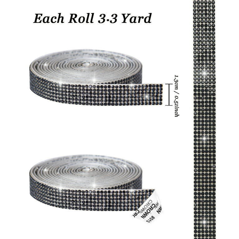 3 Rolls 6.6 Yards Self-Adhesive Crystal Rhinestone Diamond Ribbon - DIY  Stickers with 2 mm Rhinestones for Arts Crafts,Bling Silver Phone,Car