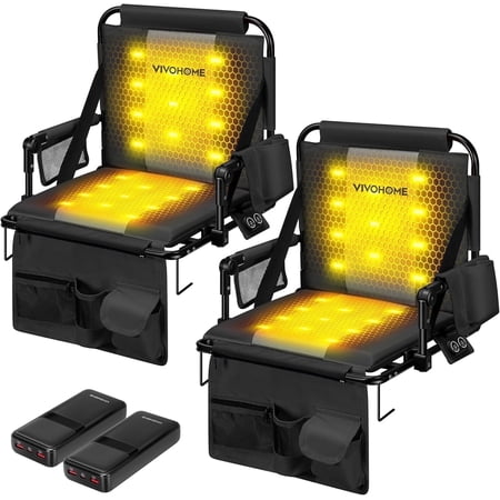 SPECSTAR 35W Heated Stadium Seats 2-Pack w/ 20000mAh Power Bank, 3 Heat Levels, Black&Gray